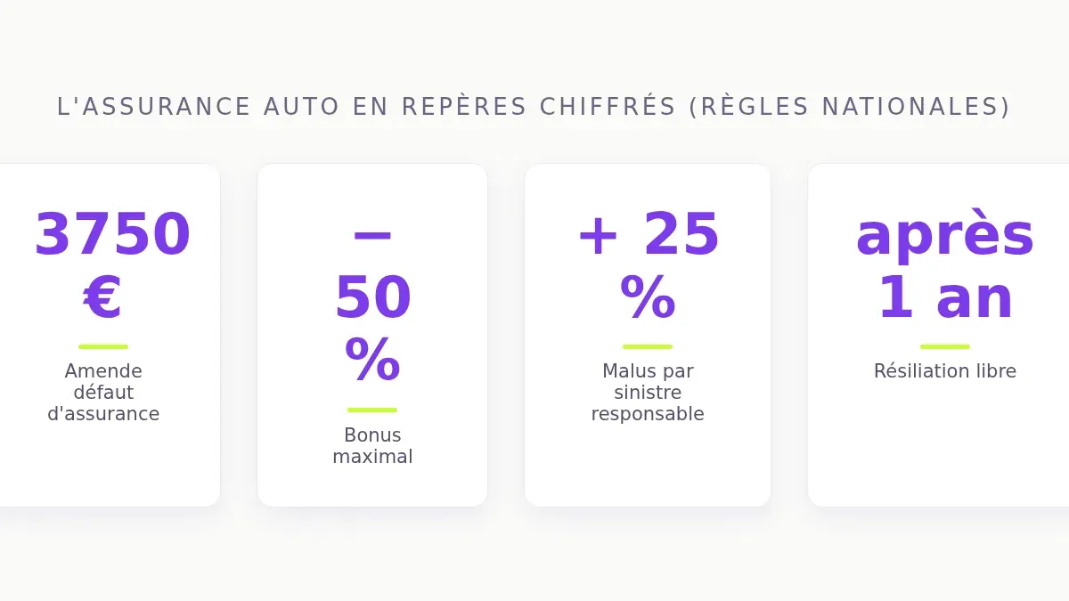 L'assurance auto en repères chiffrés (règles nationales)