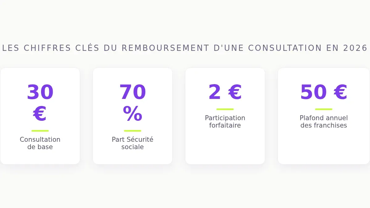 Les chiffres clés du remboursement d'une consultation en 2026